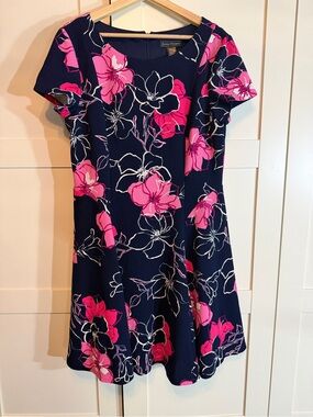 Jessica Howard Navy Dress with Pink Floral Print B12